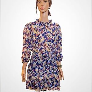 Shoshanna Pink and Orange Ruffled Two Tiered Mini Dress Sz 4